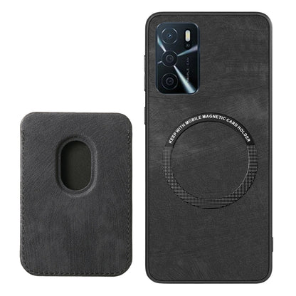 For OPPO Reno8 T 4G Retro Leather Card Bag Magnetic Phone Case(Black) - OPPO Cases by PMC Jewellery | Online Shopping South Africa | PMC Jewellery | Buy Now Pay Later Mobicred