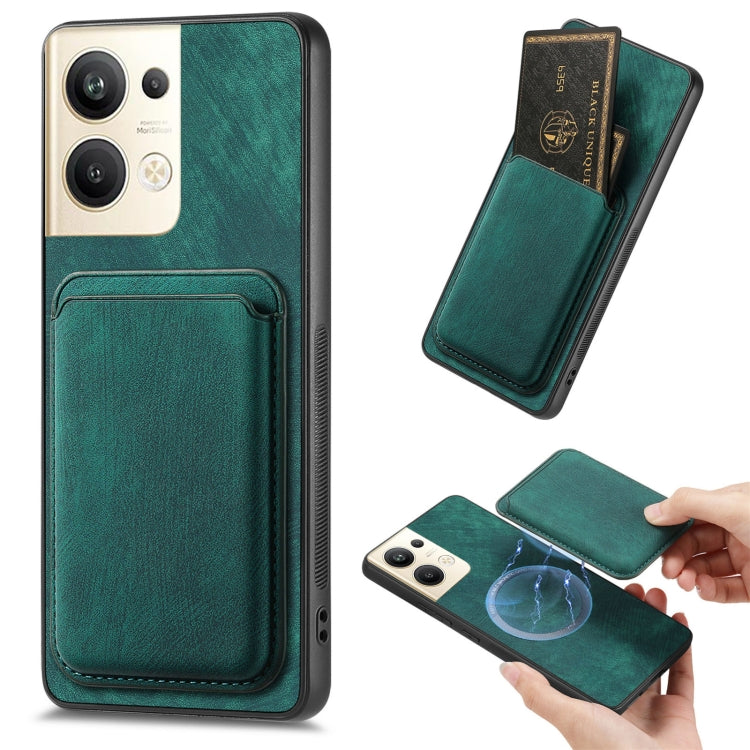 For OPPO Reno9 Pro+ 5G Retro Leather Card Bag Magnetic Phone Case(Green) - OPPO Cases by PMC Jewellery | Online Shopping South Africa | PMC Jewellery | Buy Now Pay Later Mobicred