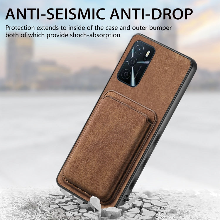 For OPPO A17K Retro Leather Card Bag Magnetic Phone Case(Brown) - OPPO Cases by PMC TechLife | Online Shopping South Africa | PMC TechLife | Buy Now Pay Later Mobicred