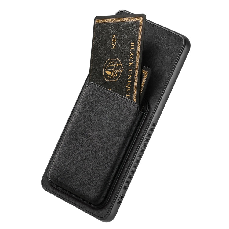 For OPPO A17K Retro Leather Card Bag Magnetic Phone Case(Black) - OPPO Cases by PMC Jewellery | Online Shopping South Africa | PMC Jewellery | Buy Now Pay Later Mobicred