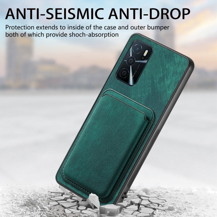 For OPPO A17 Retro Leather Card Bag Magnetic Phone Case(Green) - OPPO Cases by PMC TechLife | Online Shopping South Africa | PMC TechLife | Buy Now Pay Later Mobicred
