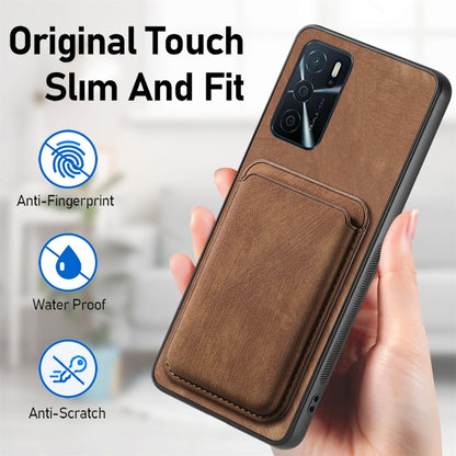 For OPPO A57 5G Retro Leather Card Bag Magnetic Phone Case(Brown) - OPPO Cases by PMC Jewellery | Online Shopping South Africa | PMC Jewellery | Buy Now Pay Later Mobicred