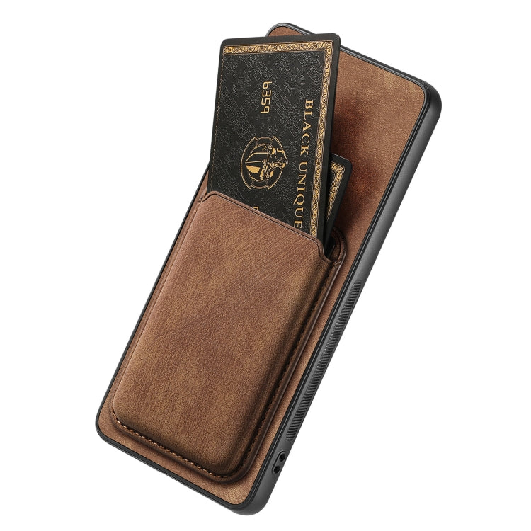 For OPPO Reno7 Pro 5G Retro Leather Card Bag Magnetic Phone Case(Brown) - free shipping - PMC TechLife - Order now!