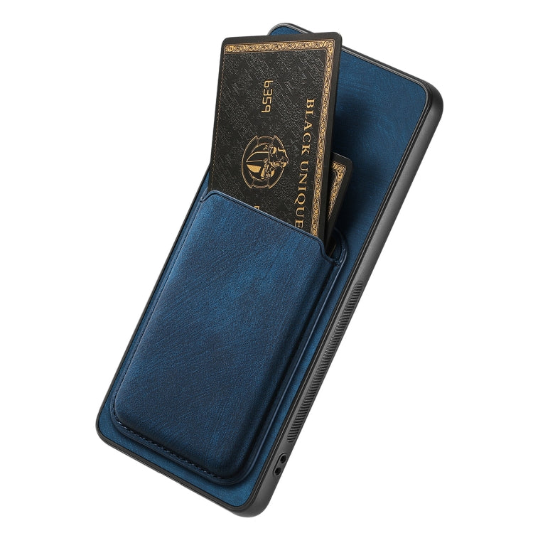 For OPPO Reno7 Pro 5G Retro Leather Card Bag Magnetic Phone Case(Blue) - OPPO Cases by PMC TechLife | Online Shopping South Africa | PMC TechLife | Buy Now Pay Later Mobicred