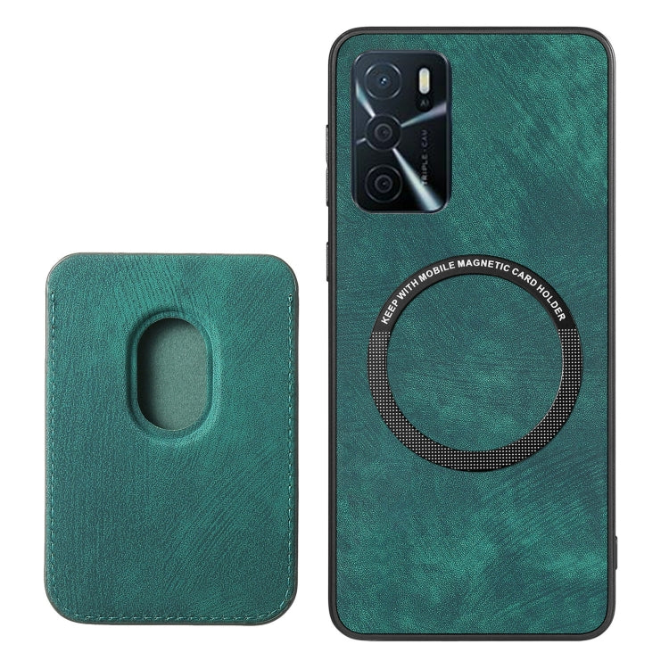 For OPPO Reno7 Pro 5G Retro Leather Card Bag Magnetic Phone Case(Green) - OPPO Cases by PMC Jewellery | Online Shopping South Africa | PMC Jewellery | Buy Now Pay Later Mobicred