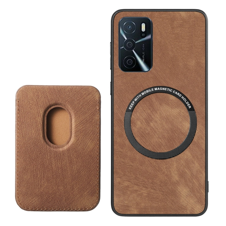 For OPPO Reno7 5G Retro Leather Card Bag Magnetic Phone Case(Brown) - OPPO Cases by PMC TechLife | Online Shopping South Africa | PMC TechLife | Buy Now Pay Later Mobicred