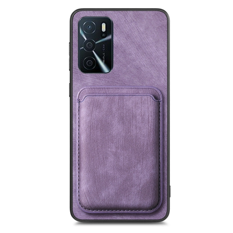 For OPPO Reno7 5G Retro Leather Card Bag Magnetic Phone Case(Purple) - OPPO Cases by PMC TechLife | Online Shopping South Africa | PMC TechLife | Buy Now Pay Later Mobicred
