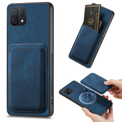 For OPPO A16K Retro Leather Card Bag Magnetic Phone Case(Blue) - OPPO Cases by PMC Jewellery | Online Shopping South Africa | PMC Jewellery | Buy Now Pay Later Mobicred