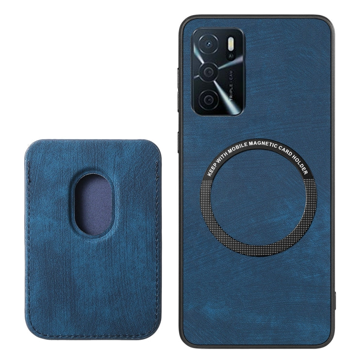 For OPPO A16 Retro Leather Card Bag Magnetic Phone Case(Blue) - OPPO Cases by PMC TechLife | Online Shopping South Africa | PMC TechLife | Buy Now Pay Later Mobicred
