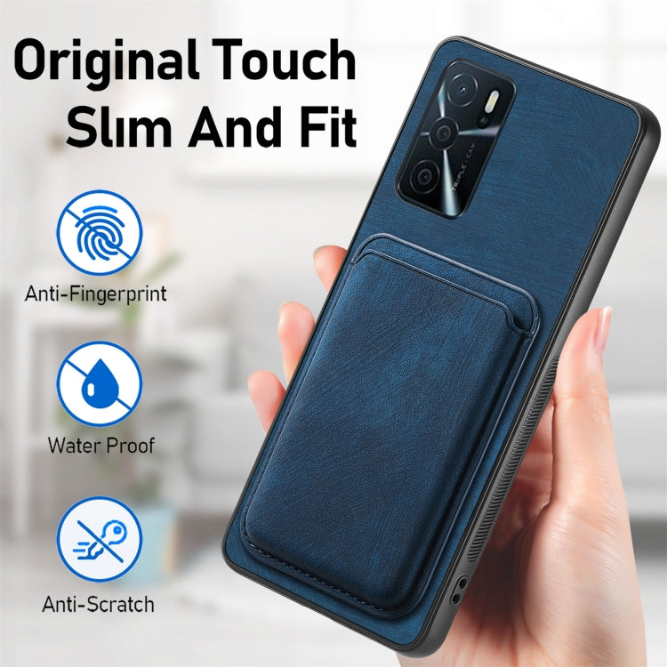 For OPPO A16 Retro Leather Card Bag Magnetic Phone Case(Blue) - OPPO Cases by PMC TechLife | Online Shopping South Africa | PMC TechLife | Buy Now Pay Later Mobicred