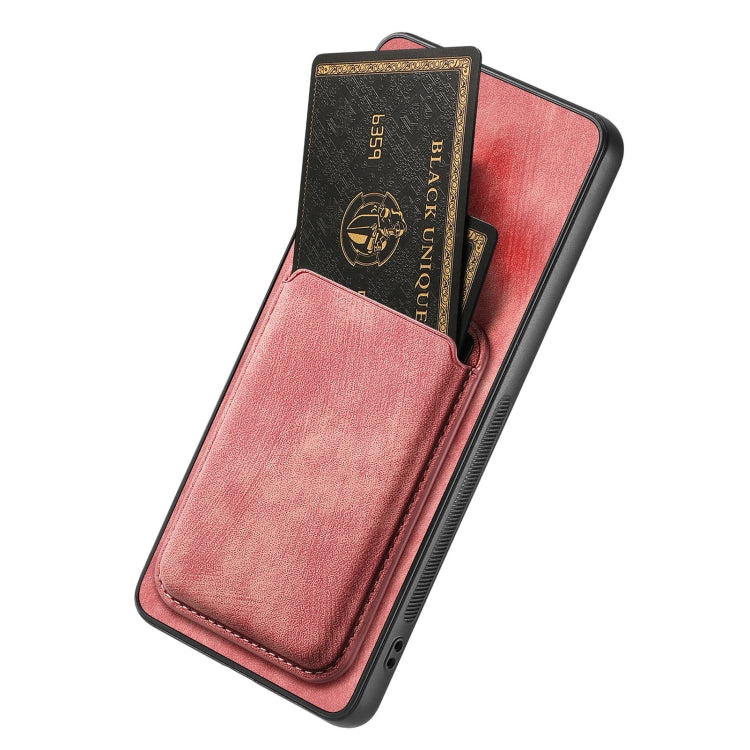 For OPPO A16 Retro Leather Card Bag Magnetic Phone Case(Pink) - OPPO Cases by PMC Jewellery | Online Shopping South Africa | PMC Jewellery | Buy Now Pay Later Mobicred