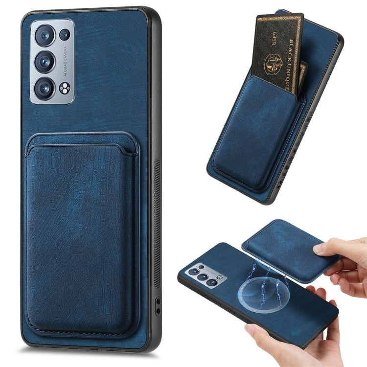 For OPPO Reno6 Pro+ Retro Leather Card Bag Magnetic Phone Case(Blue) - OPPO Cases by PMC TechLife | Online Shopping South Africa | PMC TechLife | Buy Now Pay Later Mobicred