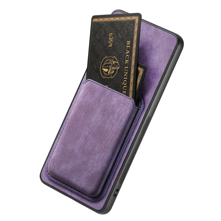 For OPPO A5 Retro Leather Card Bag Magnetic Phone Case(Purple) - OPPO Cases by PMC TechLife | Online Shopping South Africa | PMC TechLife | Buy Now Pay Later Mobicred