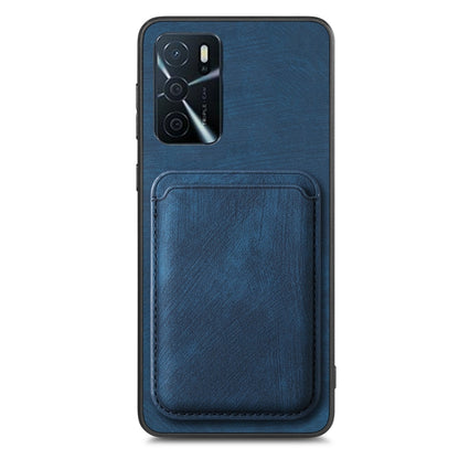 For OPPO A78 5G / A58 5G Retro Leather Card Bag Magnetic Phone Case(Blue) - OPPO Cases by PMC Jewellery | Online Shopping South Africa | PMC Jewellery | Buy Now Pay Later Mobicred