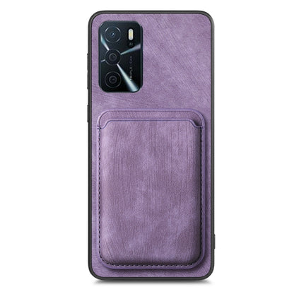 For OPPO A78 5G / A58 5G Retro Leather Card Bag Magnetic Phone Case(Purple) - OPPO Cases by PMC Jewellery | Online Shopping South Africa | PMC Jewellery | Buy Now Pay Later Mobicred