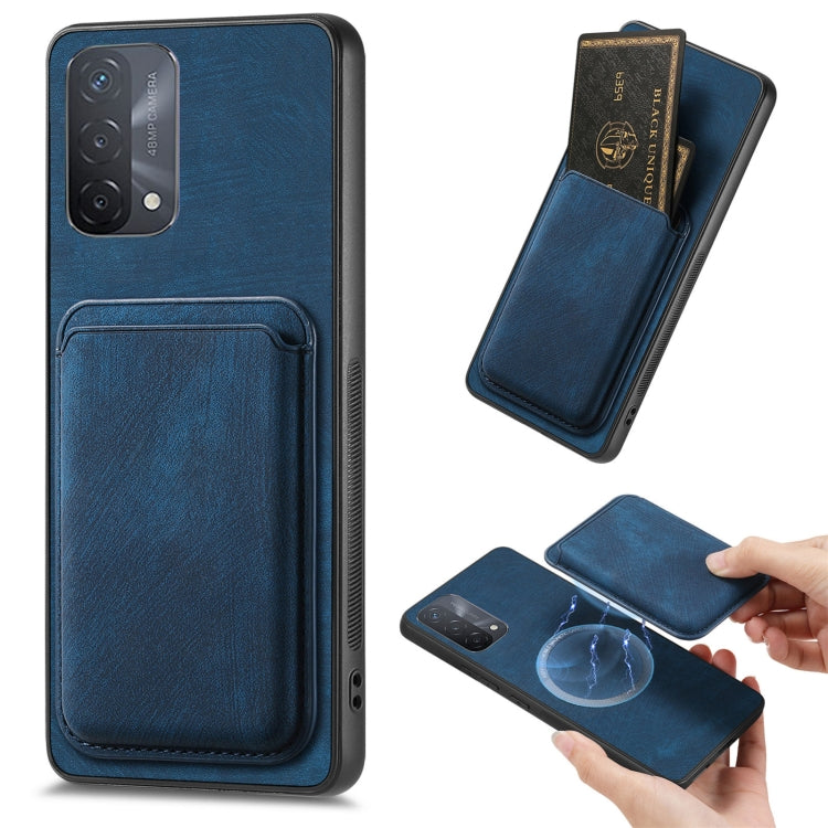 For OPPO A93 5G/A74 5G/A54 5G Retro Leather Card Bag Magnetic Phone Case(Blue) - OPPO Cases by PMC Jewellery | Online Shopping South Africa | PMC Jewellery | Buy Now Pay Later Mobicred