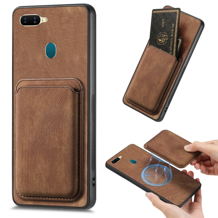 For OPPO A7/A12 Retro Leather Card Bag Magnetic Phone Case(Brown) - OPPO Cases by PMC TechLife | Online Shopping South Africa | PMC TechLife | Buy Now Pay Later Mobicred