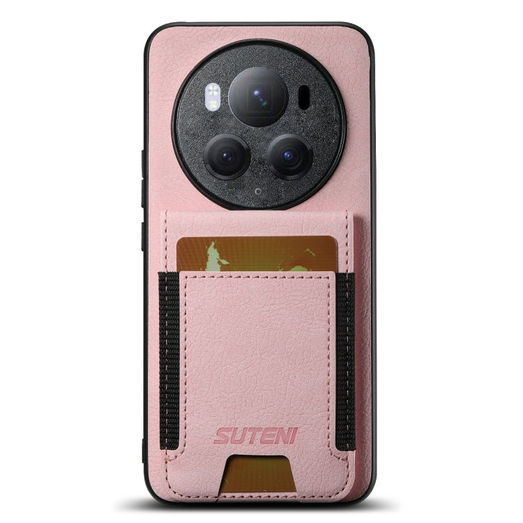 For Honor Magic6 Pro Suteni H03 Litchi Leather Card Bag Stand Back Phone Case(Pink) - Honor Cases by Suteni | Online Shopping South Africa | PMC Jewellery | Buy Now Pay Later Mobicred