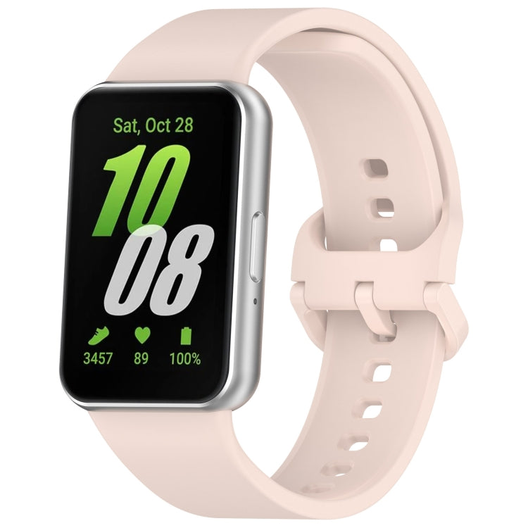 For Samsung Galaxy Fit 3 SM-R390 Solid Color Buckle Silicone Watch Band(Pink) - Watch Bands by PMC TechLife | Online Shopping South Africa | PMC TechLife