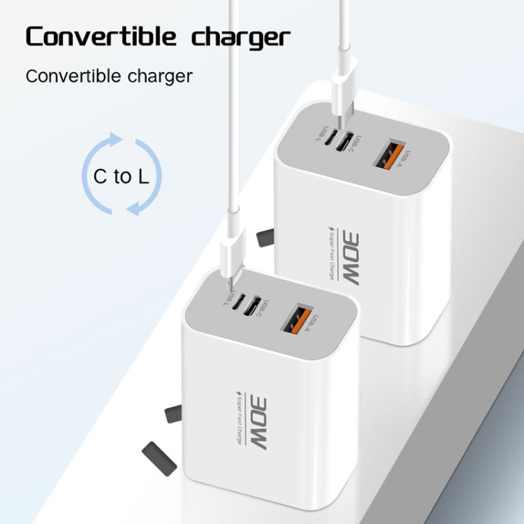 PD30W USB-C / Type-C + 8 Pin + USB-A Reverse Charger Suitable for iPhone Series(US Plug) - free shipping - PMC Jewellery - Order now!