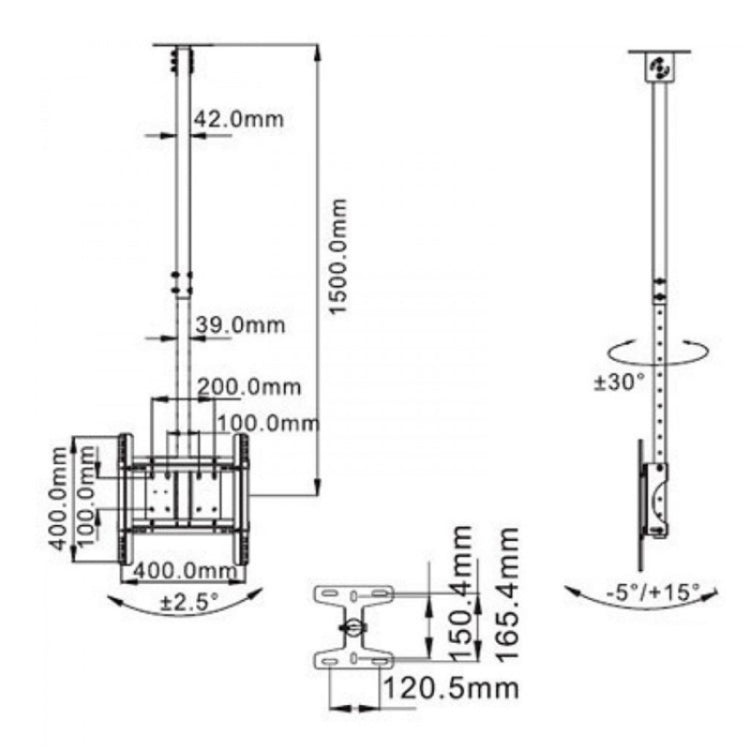 NB T560-15 Telescopic TV Hanger 32-65 inch LCD Television Ceiling Bracket - TV Brackets & Mounts by PMC Jewellery | Online Shopping South Africa | PMC Jewellery | Buy Now Pay Later Mobicred