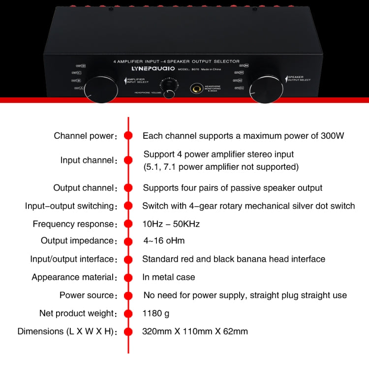 B070 4 Input 4 Ooutput Power Amplifier Speaker Selector Switcher Speaker Comparator -  by PMC TechLife | Online Shopping South Africa | PMC TechLife | Buy Now Pay Later Mobicred