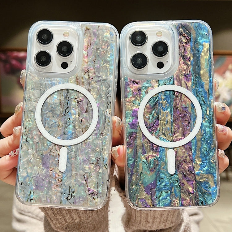 For iPhone 15 Pro Shell Texture Multicolor MagSafe TPU Phone Case(Peacock Blue) - iPhone 15 Pro Cases by PMC TechLife | Online Shopping South Africa | PMC TechLife