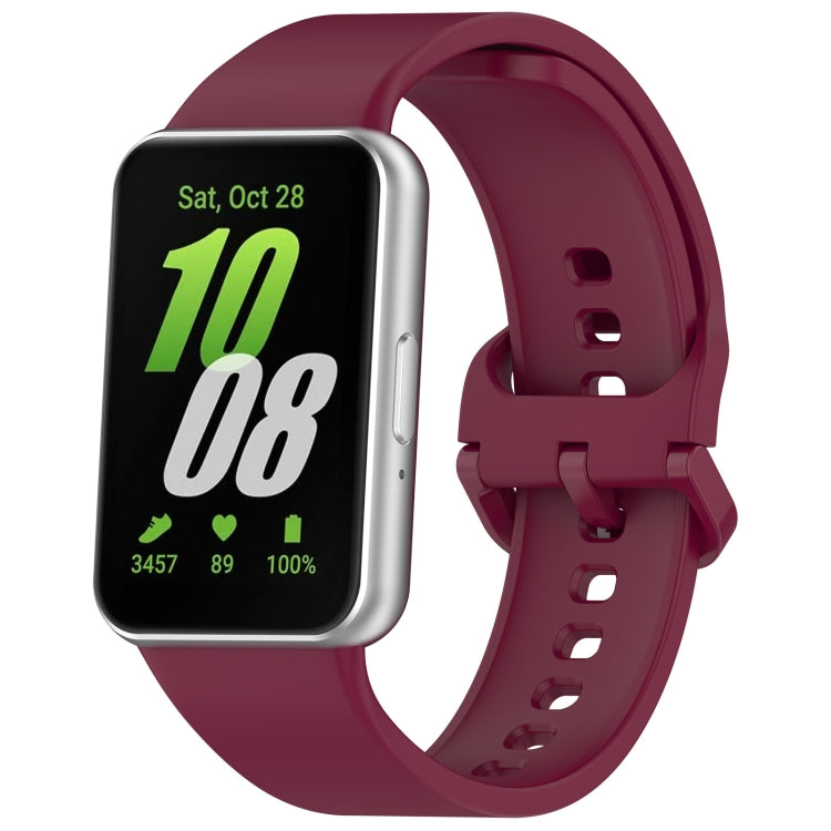 For Samsung Galaxy Fit 3 Solid Color Colorful Buckle Silicone Watch Band(Wine Red) - Watch Bands by PMC TechLife | Online Shopping South Africa | PMC TechLife