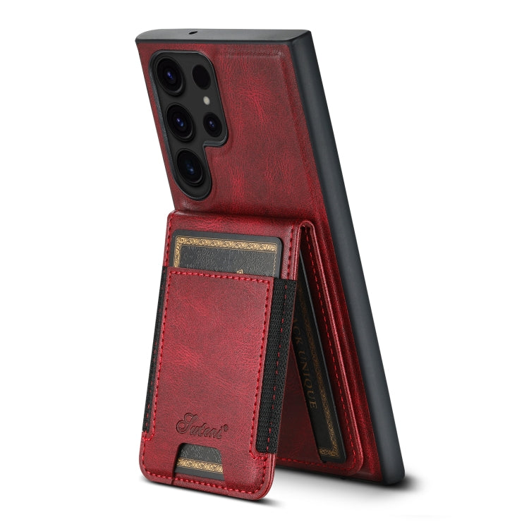 For Samsung Galaxy S22 Ultra 5G Suteni H17 Oil Eax Leather Detachable Wallet Phone Case(Red) - Galaxy S22 Ultra 5G Cases by Suteni | Online Shopping South Africa | PMC Jewellery | Buy Now Pay Later Mobicred