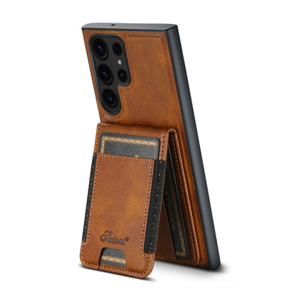 For Samsung Galaxy S23 Ultra 5G Suteni H17 Oil Eax Leather Detachable Wallet Phone Case(Brown) - Galaxy S23 Ultra 5G Cases by Suteni | Online Shopping South Africa | PMC Jewellery | Buy Now Pay Later Mobicred