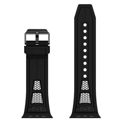 For Apple Watch Series 7 45mm Breathable Stainless Steel Mesh TPU Watch Band(Black Black) - Watch Bands by PMC Jewellery | Online Shopping South Africa | PMC Jewellery