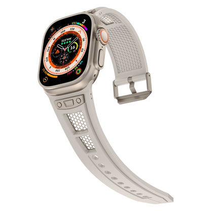 For Apple Watch Series 5 44mm Breathable Stainless Steel Mesh TPU Watch Band(Starlight Titanium) - Watch Bands by PMC Jewellery | Online Shopping South Africa | PMC Jewellery