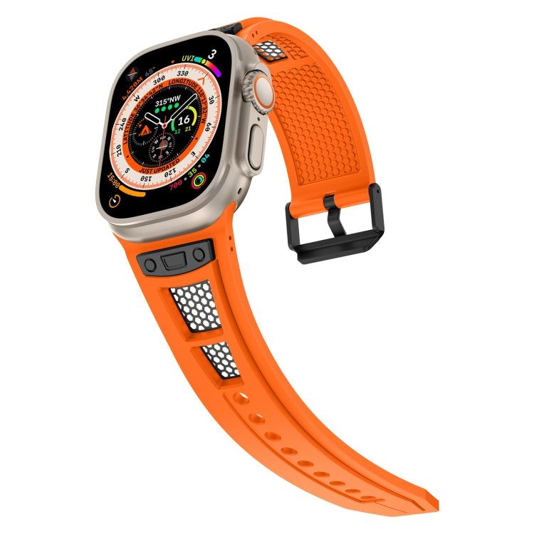 For  Apple Watch Series 4 44mm Breathable Stainless Steel Mesh TPU Watch Band(Orange Black) - Watch Bands by PMC Jewellery | Online Shopping South Africa | PMC Jewellery