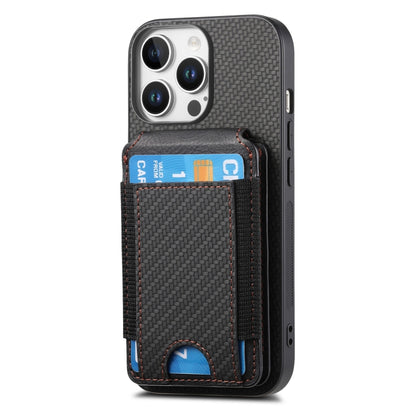 For iPhone 16 Pro Carbon Fiber Vertical Flip Wallet Stand Phone Case(Black) - iPhone 16 Pro Cases by PMC Jewellery | Online Shopping South Africa | PMC Jewellery | Buy Now Pay Later Mobicred