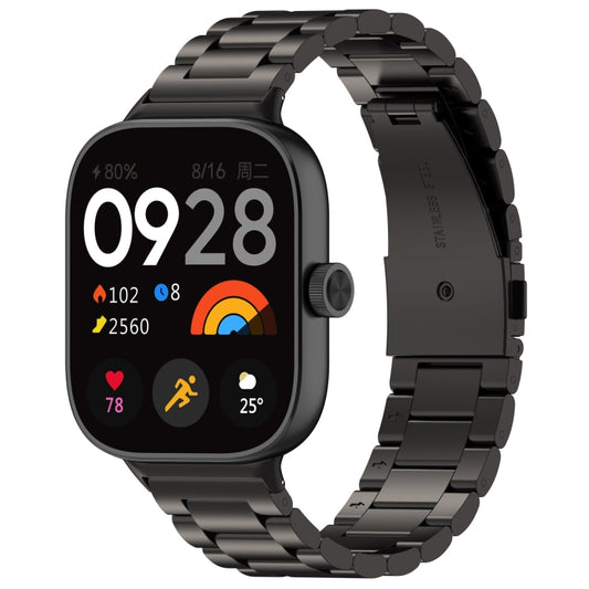 For Xiaomi Mi Band 8 Pro Three Bead Stainless Steel Metal Watch Band(Black) - Watch Bands by PMC Jewellery | Online Shopping South Africa | PMC Jewellery