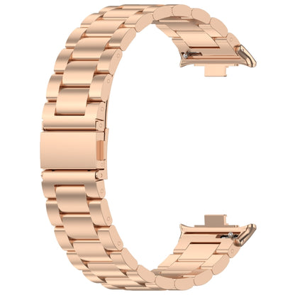 For Xiaomi Mi Band 8 Pro Three Bead Stainless Steel Metal Watch Band(Rose Gold) - Watch Bands by PMC Jewellery | Online Shopping South Africa | PMC Jewellery