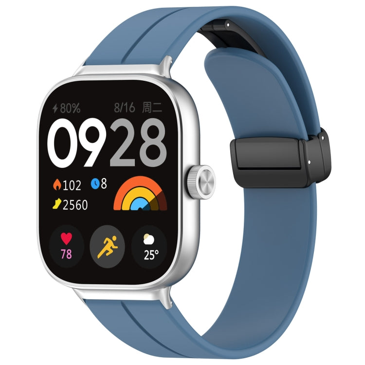 For Redmi Watch 4 Groove Folding Magnetic Buckle Silicone Watch Band(Blue) - Watch Bands by PMC TechLife | Online Shopping South Africa | PMC TechLife