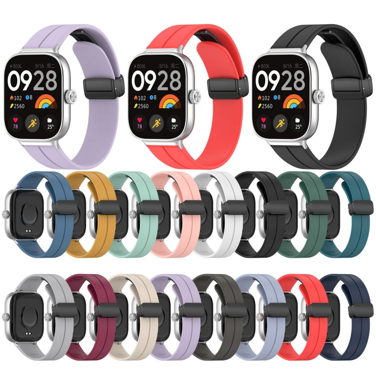 For Redmi Watch 4 Groove Folding Magnetic Buckle Silicone Watch Band(Light Gray) - Watch Bands by PMC TechLife | Online Shopping South Africa | PMC TechLife