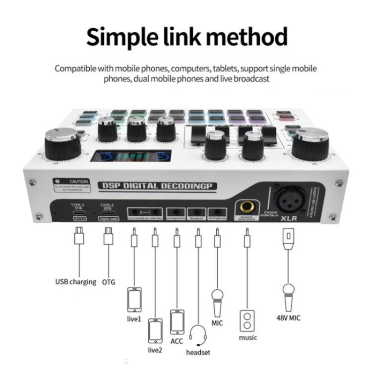 X7 48V Live Broadcast Audio Mixer Professional Microphone Live Sound Card - Live Sound Effects Processors by PMC TechLife | Online Shopping South Africa | PMC TechLife | Buy Now Pay Later Mobicred