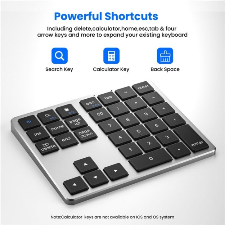 K-35 Computer Laptop Keyboard 35-Keys Tablet Accessories Bluetooth Keypad(Silver) - Mini Keyboard by PMC Jewellery | Online Shopping South Africa | PMC Jewellery | Buy Now Pay Later Mobicred