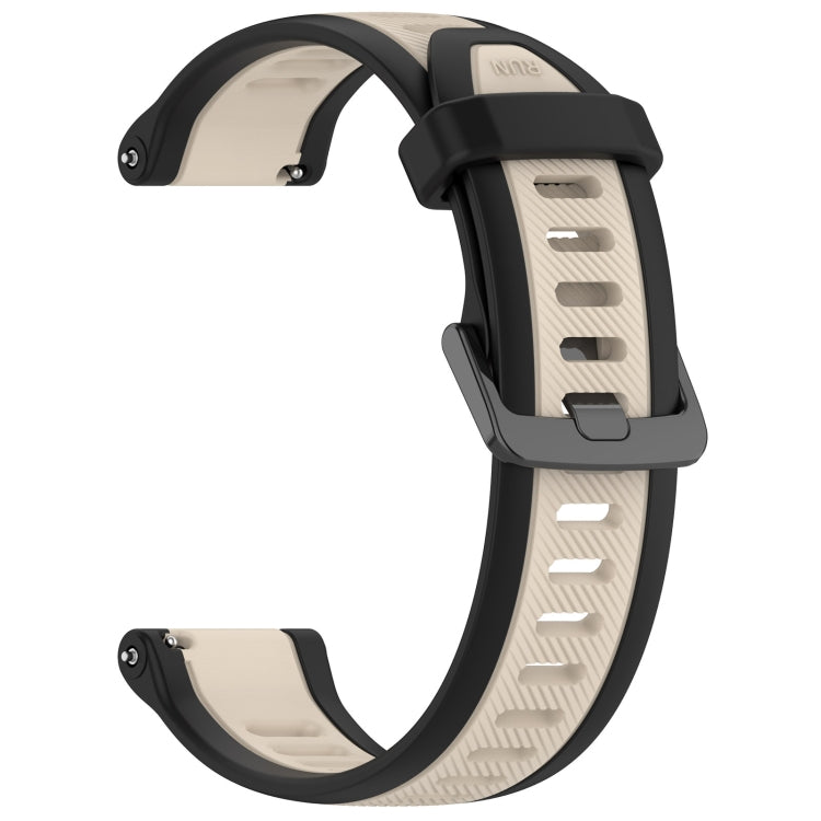 For Garmin Forerunner 265 22mm Two Color Textured Silicone Watch Band(Starlight + Black) - Watch Bands by PMC Jewellery | Online Shopping South Africa | PMC Jewellery