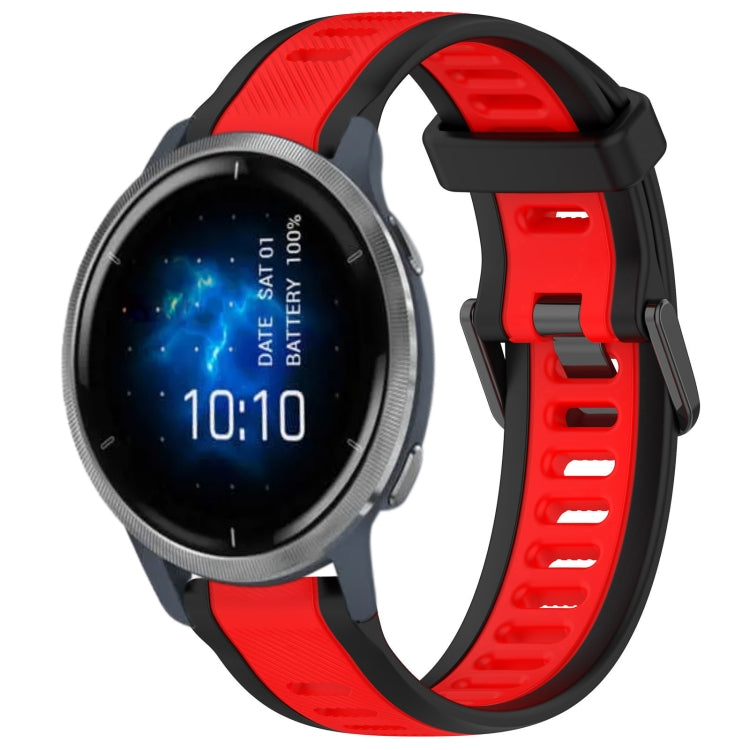 For Garmin Venu 2 22mm Two Color Textured Silicone Watch Band(Red+Black) - Watch Bands by PMC TechLife | Online Shopping South Africa | PMC TechLife