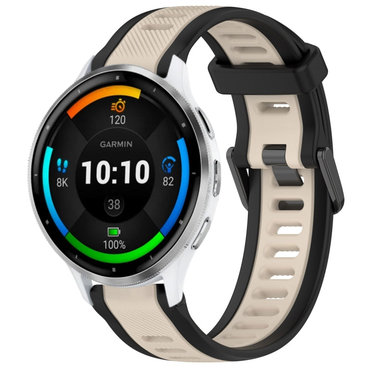 For Garmin Venu 3 22mm Two Color Textured Silicone Watch Band(Starlight + Black) - Watch Bands by PMC TechLife | Online Shopping South Africa | PMC TechLife