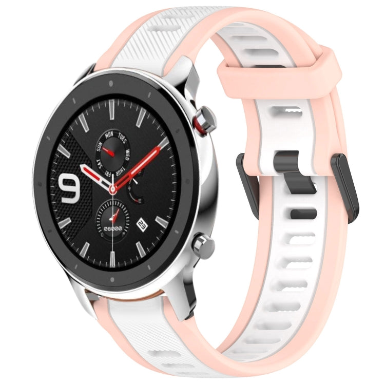 For Amazfit GTR 4 Pro 22mm Two-Color Textured Silicone Watch Band(White+Pink) - Watch Bands by PMC TechLife | Online Shopping South Africa | PMC TechLife