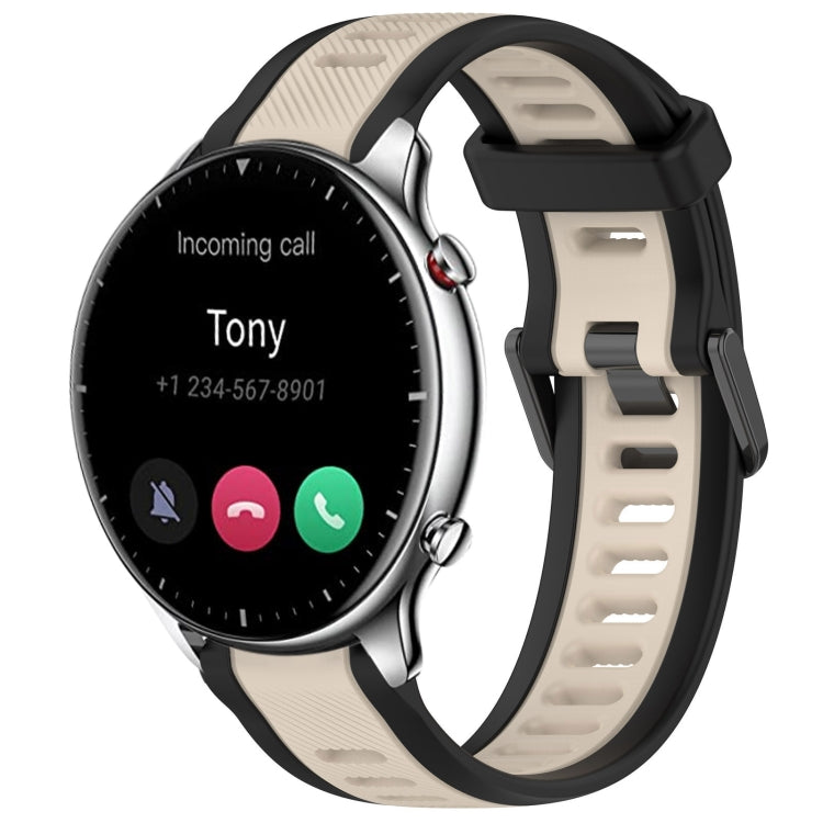 For Amazfit GTR 2 22mm Two-Color Textured Silicone Watch Band(Starlight + Black) - free shipping - PMC TechLife - Order now!