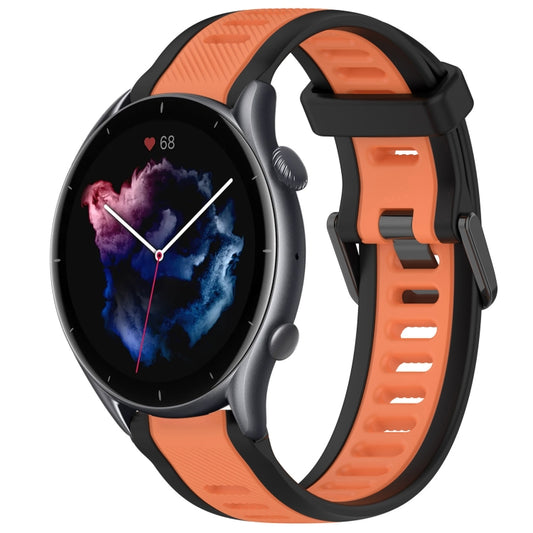 For Amazfit 3 22mm Two-Color Textured Silicone Watch Band(Orange+Black) - Watch Bands by PMC Jewellery | Online Shopping South Africa | PMC Jewellery