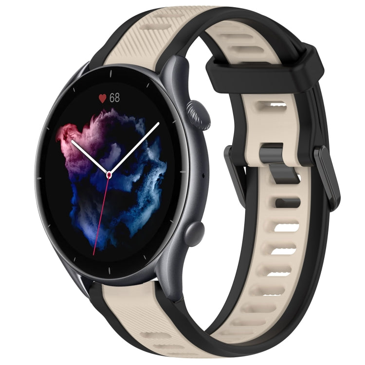 For Amazfit 3 22mm Two-Color Textured Silicone Watch Band(Starlight + Black) - Watch Bands by PMC TechLife | Online Shopping South Africa | PMC TechLife