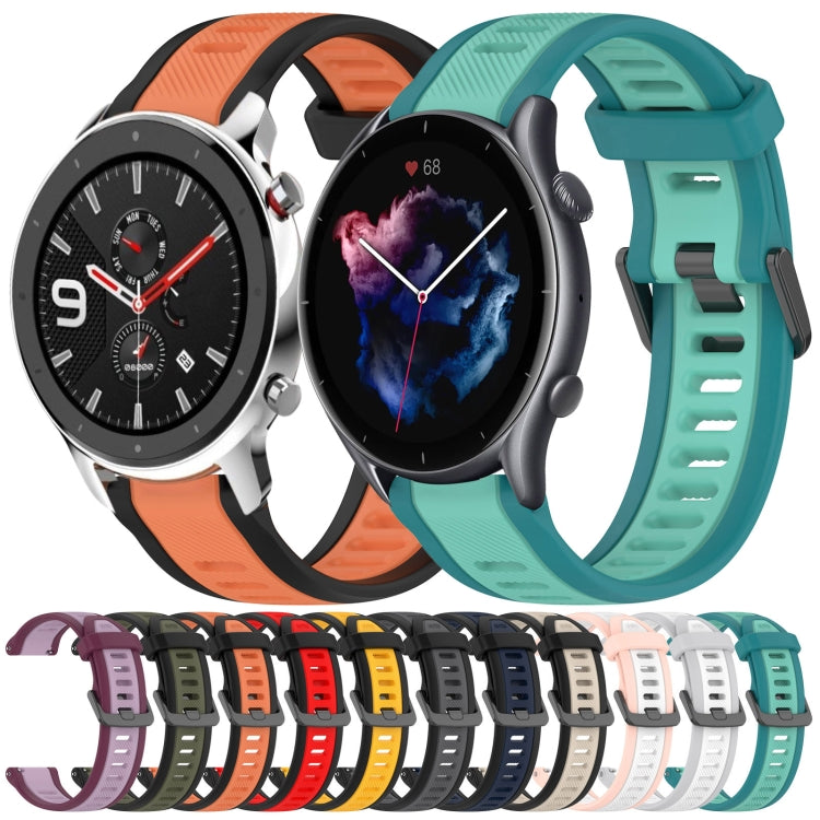 For Amazfit GTR 4 Pro 22mm Two-Color Textured Silicone Watch Band(White+Grey) - Watch Bands by PMC TechLife | Online Shopping South Africa | PMC TechLife