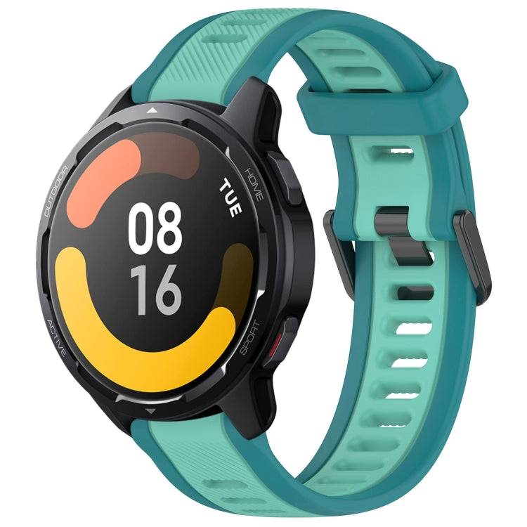 For Xiaomi Watch S1 Active 22mm Two Color Textured Silicone Watch Band(Teal) - Watch Bands by PMC Jewellery | Online Shopping South Africa | PMC Jewellery