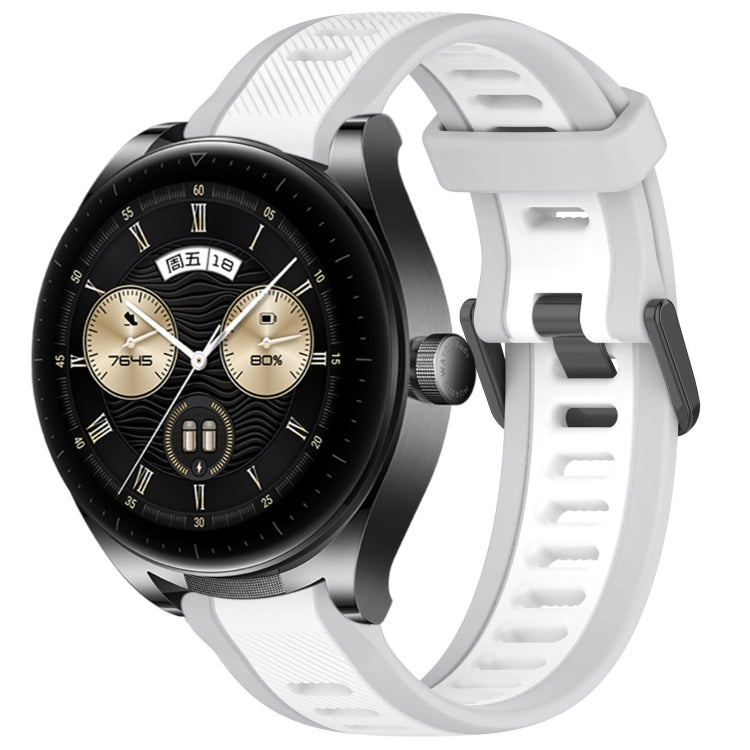 For Huawei Watch Buds 22mm Two Color Textured Silicone Watch Band(White+Grey) - Watch Bands by PMC TechLife | Online Shopping South Africa | PMC TechLife